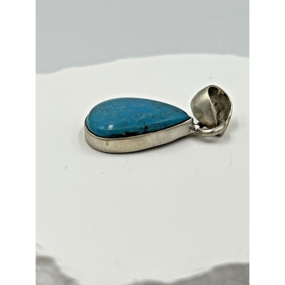 Kingman Turquoise Sterling Silver .925 Teardrop Pendant NWOT - Picture 9 of 11